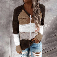 Damen Strickjacke mit Reißverschluss und lochmuster WW
