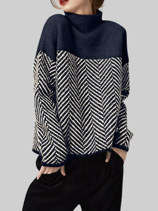 WW | Damen Rollkragenpullover mit Zweifarbdesign