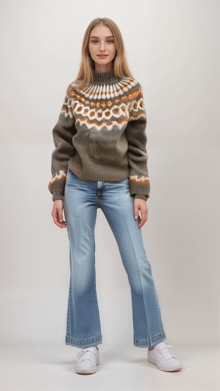 WW | Nordische Strickjacke mit Muster Acryl Warm, Zeitlos