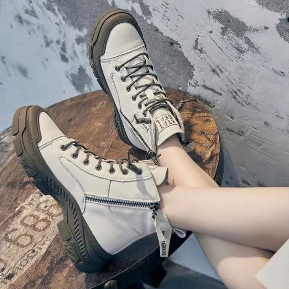 W&W Mode - Elegante High-Top-Sneakerstiefel mit Reißverschluss