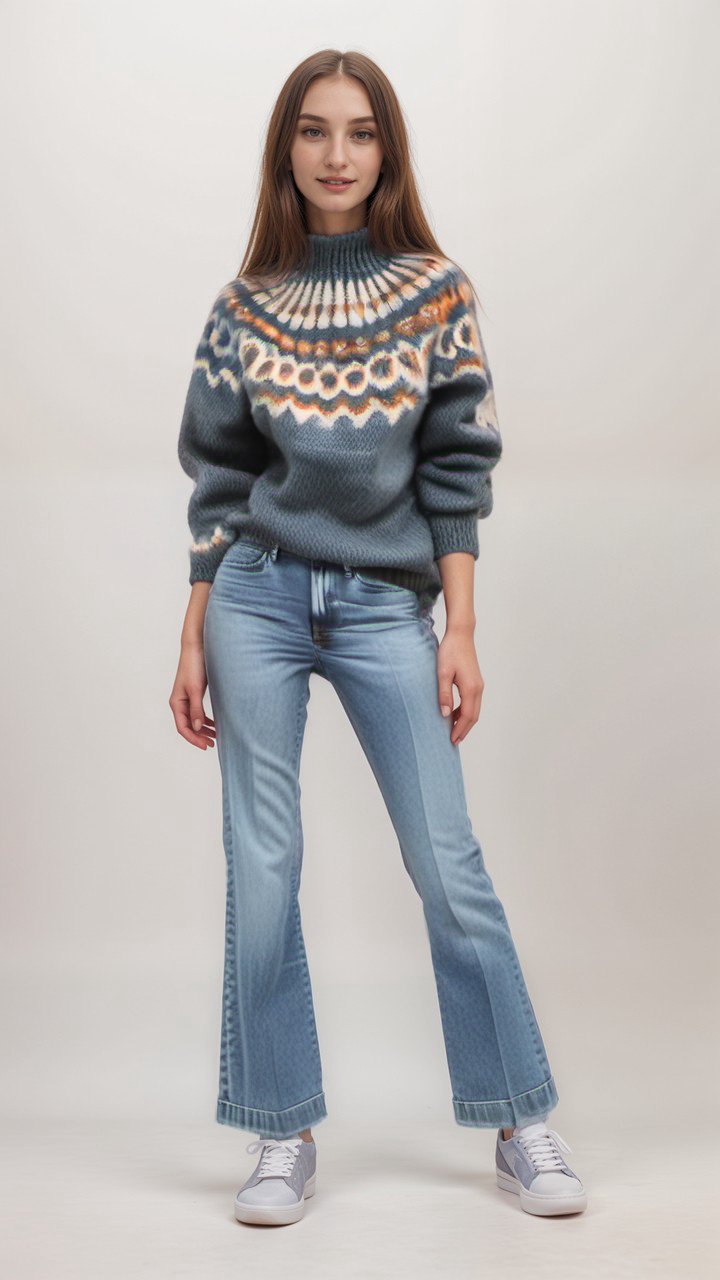 WW | Nordische Strickjacke mit Muster Acryl Warm, Zeitlos