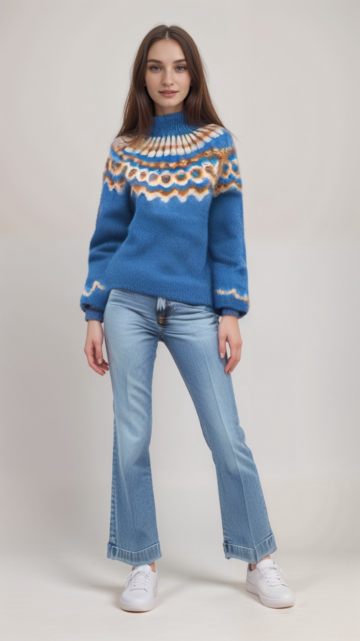 WW | Nordische Strickjacke mit Muster Acryl Warm, Zeitlos