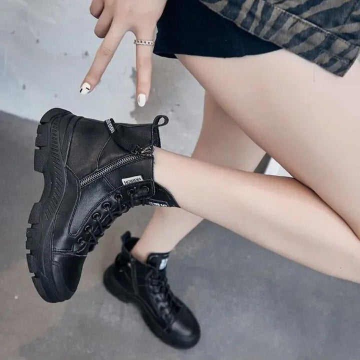 W&W Mode - Elegante High-Top-Sneakerstiefel mit Reißverschluss