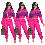Damen sportliches Jogginganzug-Set mit Crop-Top und elastischem Bund WW