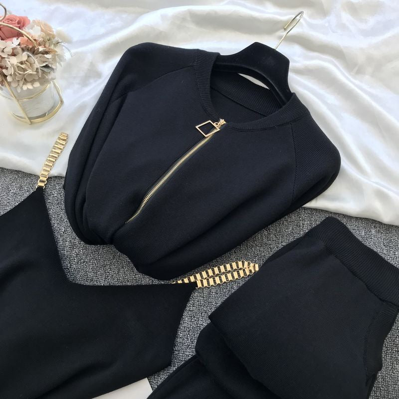 Damen Sportliches Loungewear-Set mit Reißverschluss und weitem Schnitt WW