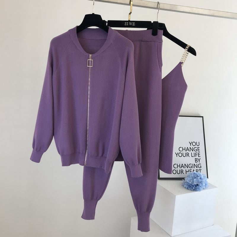 Damen sportliches Freizeit-Loungewear-Set mit Reißverschluss WW
