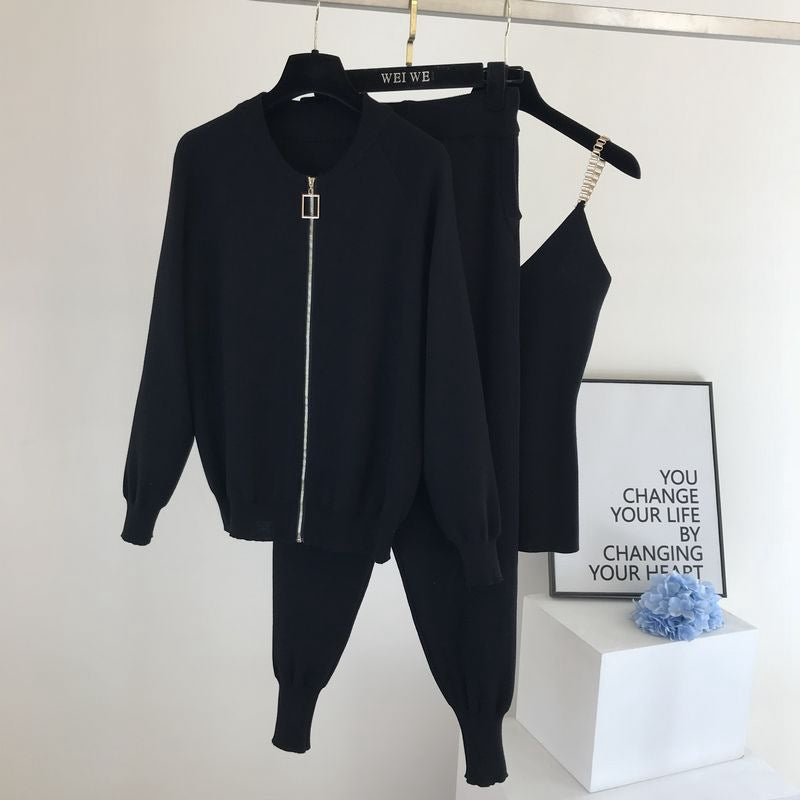 Damen sportliches Freizeit-Loungewear-Set mit Reißverschluss WW
