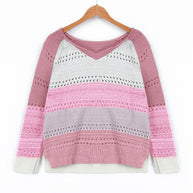 Damen Strickpullover mit V-Ausschnitt und zarten Lochmustern WW