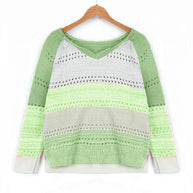 Damen Strickpullover mit V-Ausschnitt und zarten Lochmustern WW