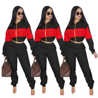 Damen sportliches Jogginganzug-Set mit Crop-Top und elastischem Bund WW