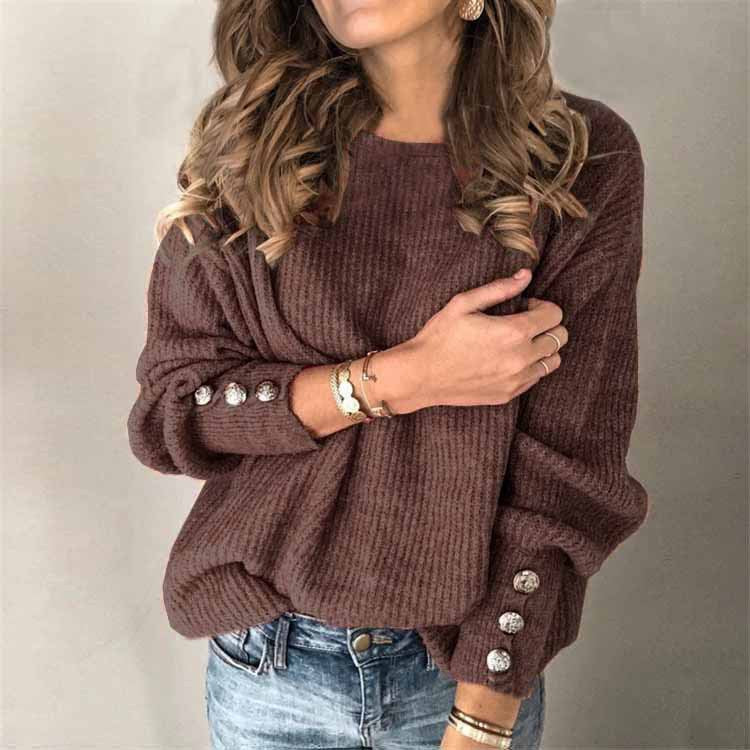 WW | Lässig Chique Pullover Mit Knopfdetails Für Damen