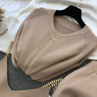 Damen sportliches Freizeit-Loungewear-Set mit Reißverschluss WW