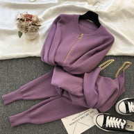 Damen Sportliches Loungewear-Set mit Reißverschluss und weitem Schnitt WW