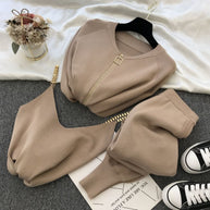 Damen Sportliches Loungewear-Set mit Reißverschluss und weitem Schnitt WW