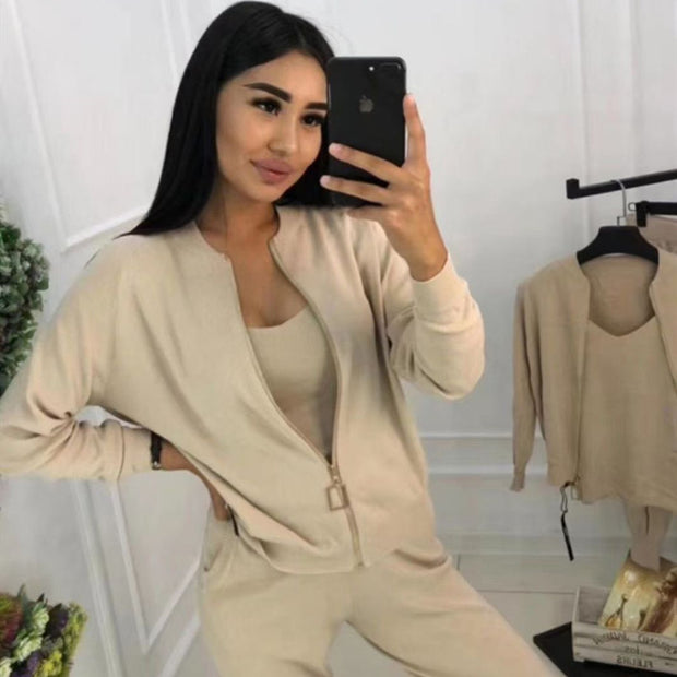 Damen Sportliches Loungewear-Set mit Reißverschluss und weitem Schnitt WW