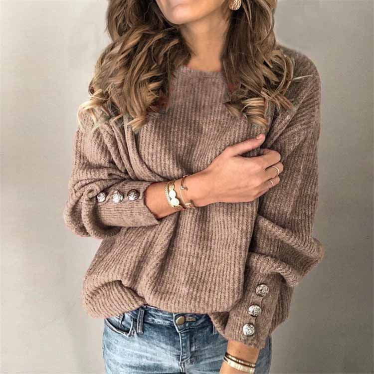 WW | Lässig Chique Pullover Mit Knopfdetails Für Damen