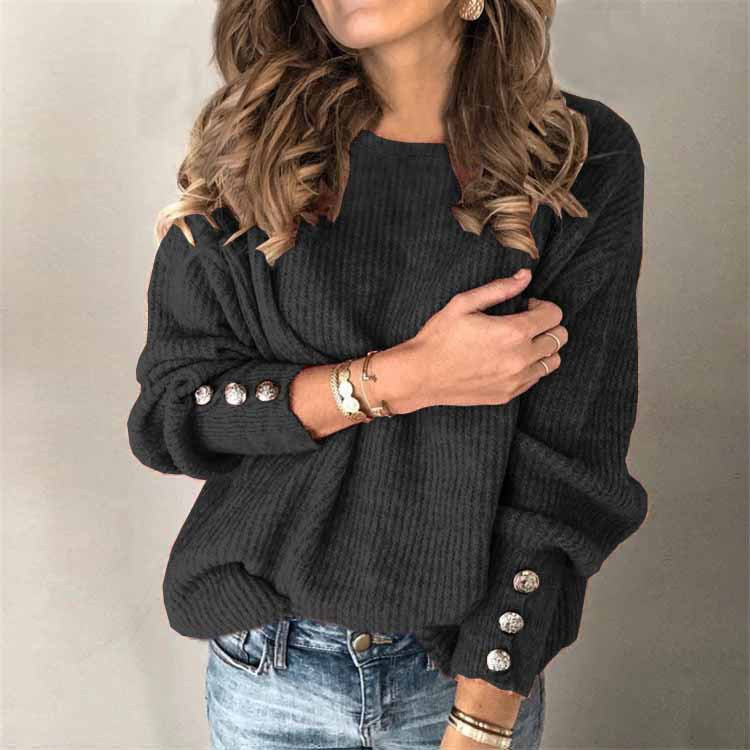 WW | Lässig Chique Pullover Mit Knopfdetails Für Damen