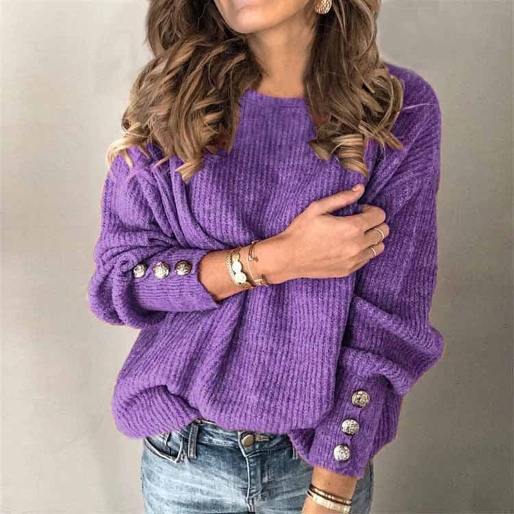 WW | Lässig Chique Pullover Mit Knopfdetails Für Damen