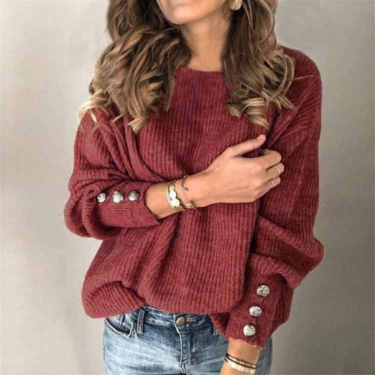 WW | Lässig Chique Pullover Mit Knopfdetails Für Damen