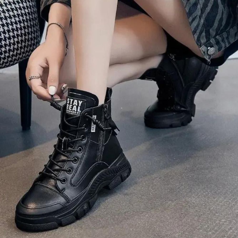 W&W Mode - Elegante High-Top-Sneakerstiefel mit Reißverschluss