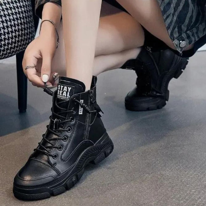 W&W Mode - Elegante High-Top-Sneakerstiefel mit Reißverschluss