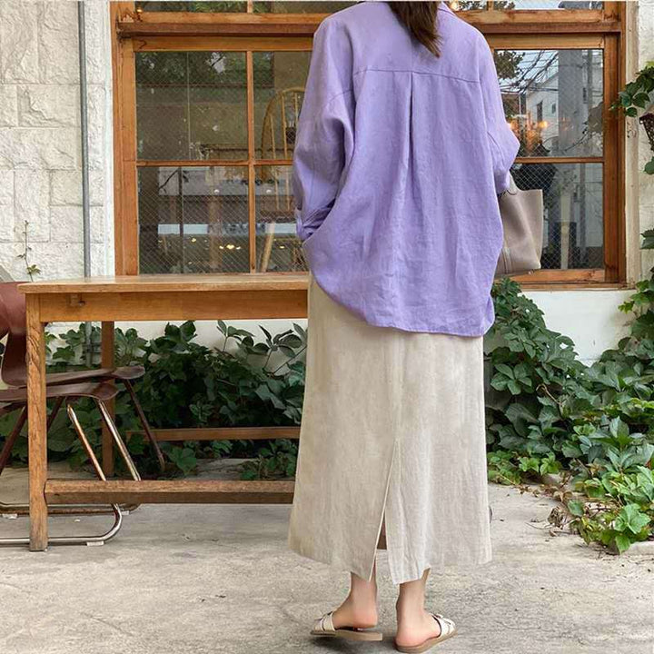 Damen lässige Leinenbluse mit oversized Schnitt W&W Mode