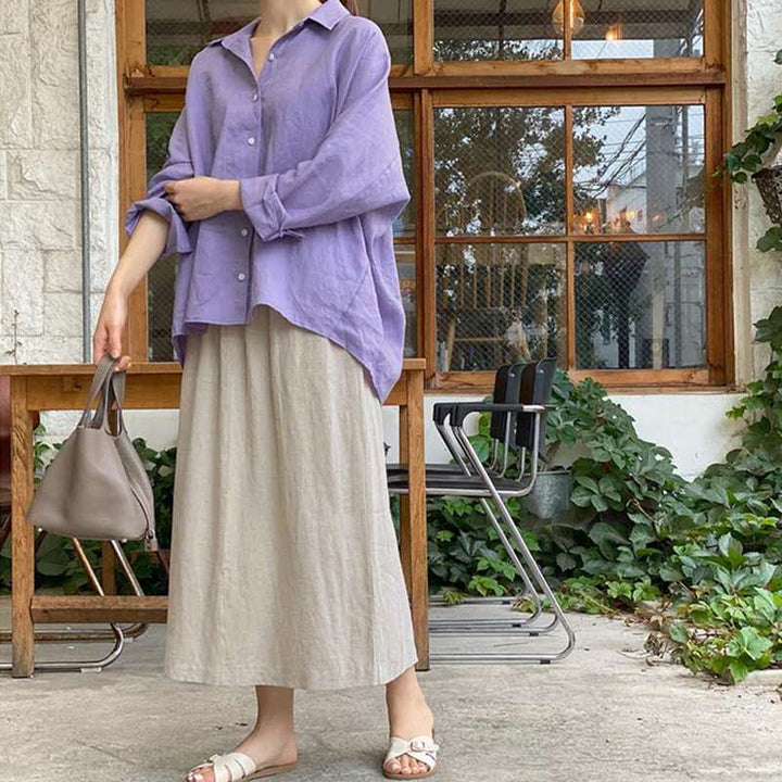 Damen lässige Leinenbluse mit oversized Schnitt W&W Mode
