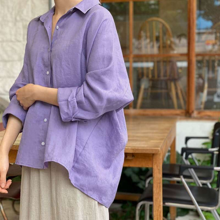 Damen lässige Leinenbluse mit oversized Schnitt W&W Mode