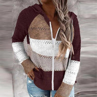 WW | Kontrastfarbige Strick Zip Leichtgewicht Hoodie