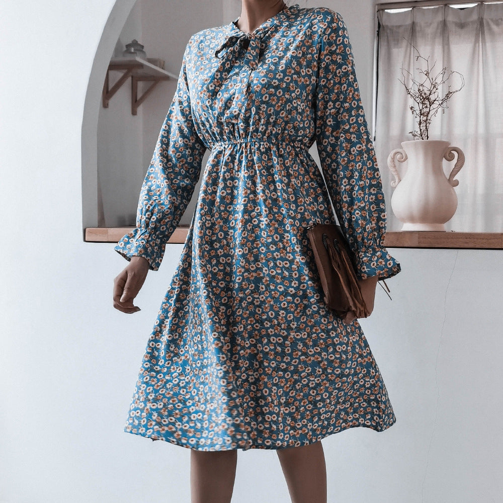 WW | Damen Kleid mit Stehkragen und Langen Ärmeln