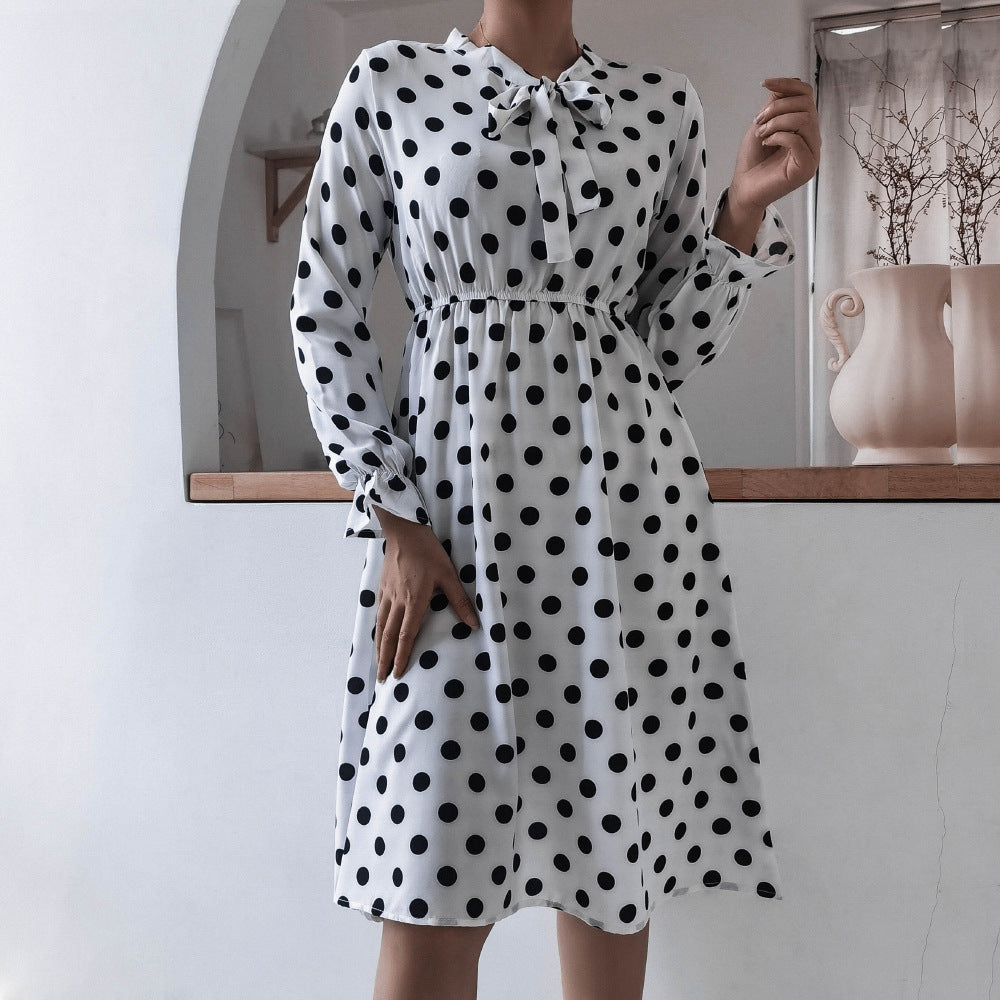 WW | Damen Kleid mit Stehkragen und Langen Ärmeln