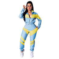 Damen Sportlicher Jumpsuit mit stylischen Farbblockelementen und hohem Kragen WW