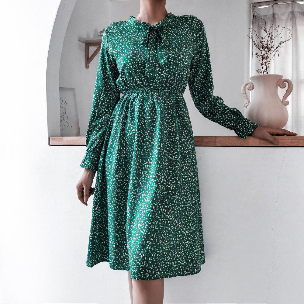 WW | Damen Kleid mit Stehkragen und Langen Ärmeln