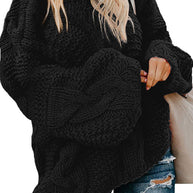 WW Gedrehter Strick Langarmpullover