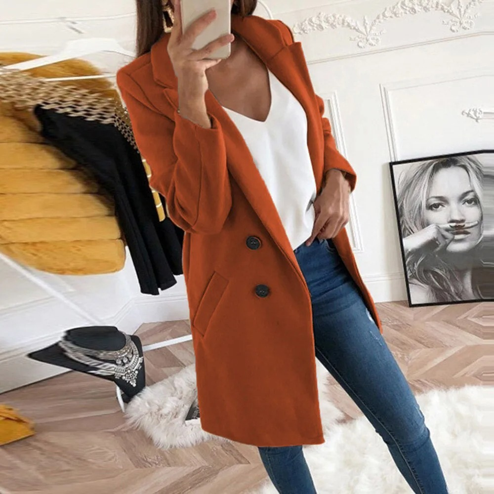WW | Chic Trenchcoat Damen mit Tailliertem Silhouette und Knopfverschluss