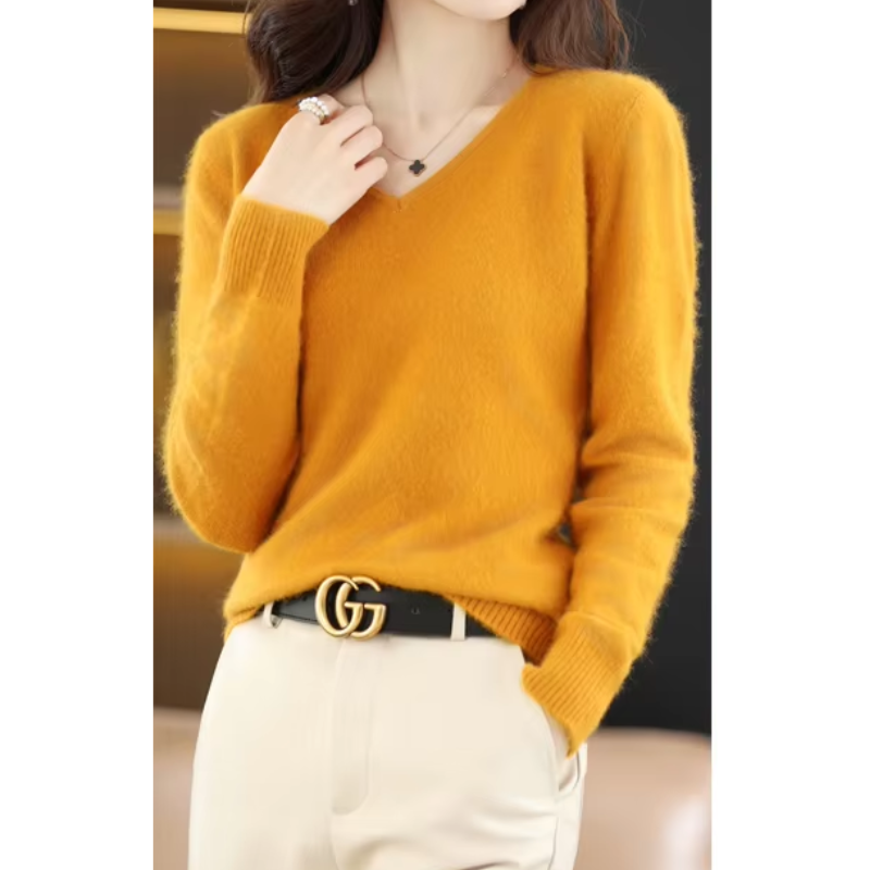 WW | Cashmere Pullover Damen V-ausschnitt Leichter und Weicher Strickpullover