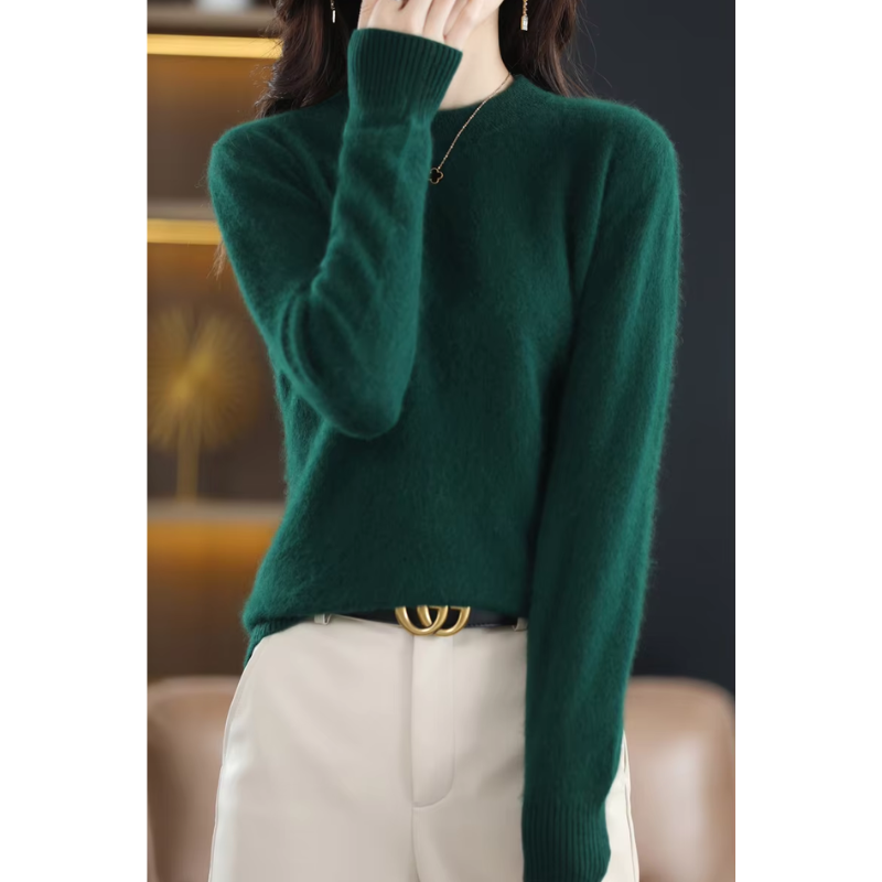 W&W Mode | Kaschmir Pullover Damen Luxuriöser Rundhalsausschnitt, Weich & Modisch