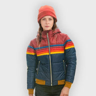 WW | Damen Winter Daunenjacke - Mit Retro-Streifen