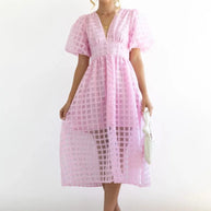 WW | Puffärmel Midi-Kleid