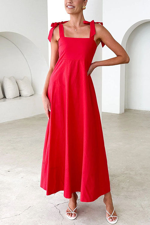 WW | Rosiedress Schleifen-Schulter Empire Taille Swing Maxi Cami Kleid