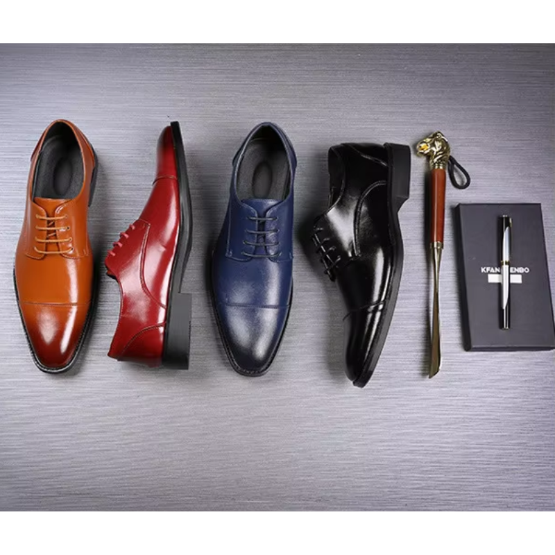 WW | Luxuriöse Leder Herrenschuhe Mit Schnürung Und Polierter Oberfläche