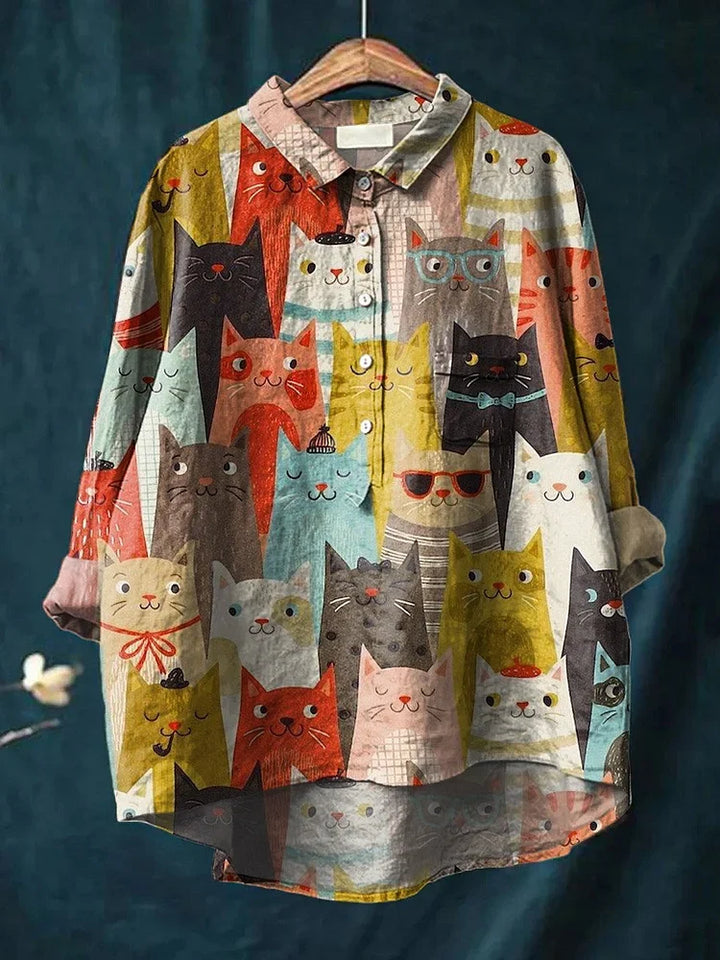 W&W Mode | Niedliches Katzenkunstshirt für Damenmode