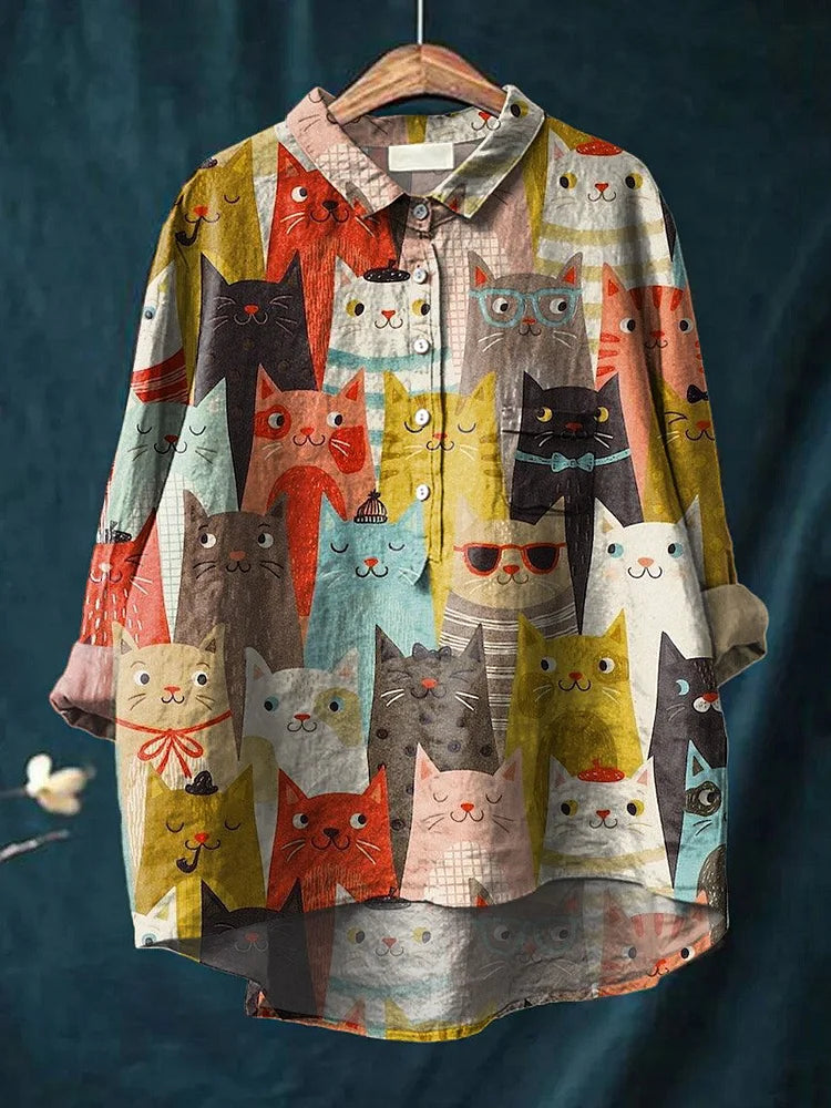 WW | Niedliches Katzenkunstshirt für Damenmode
