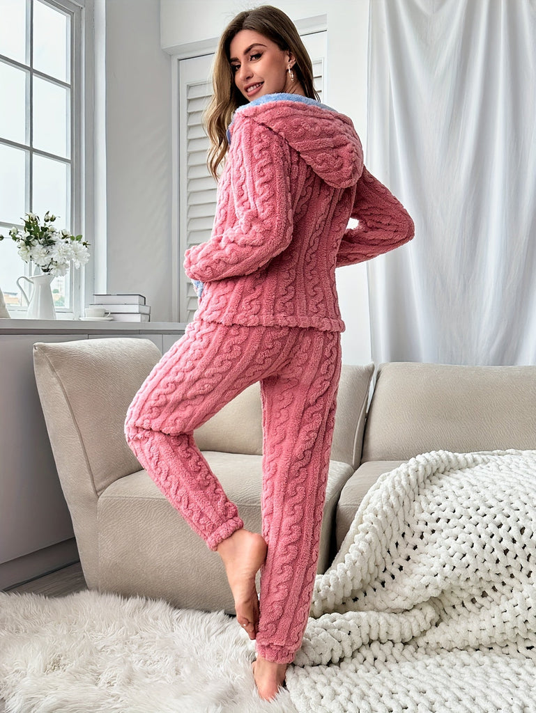 WOLFF | Rosa Pyjama-Set mit Kapuze und Hose