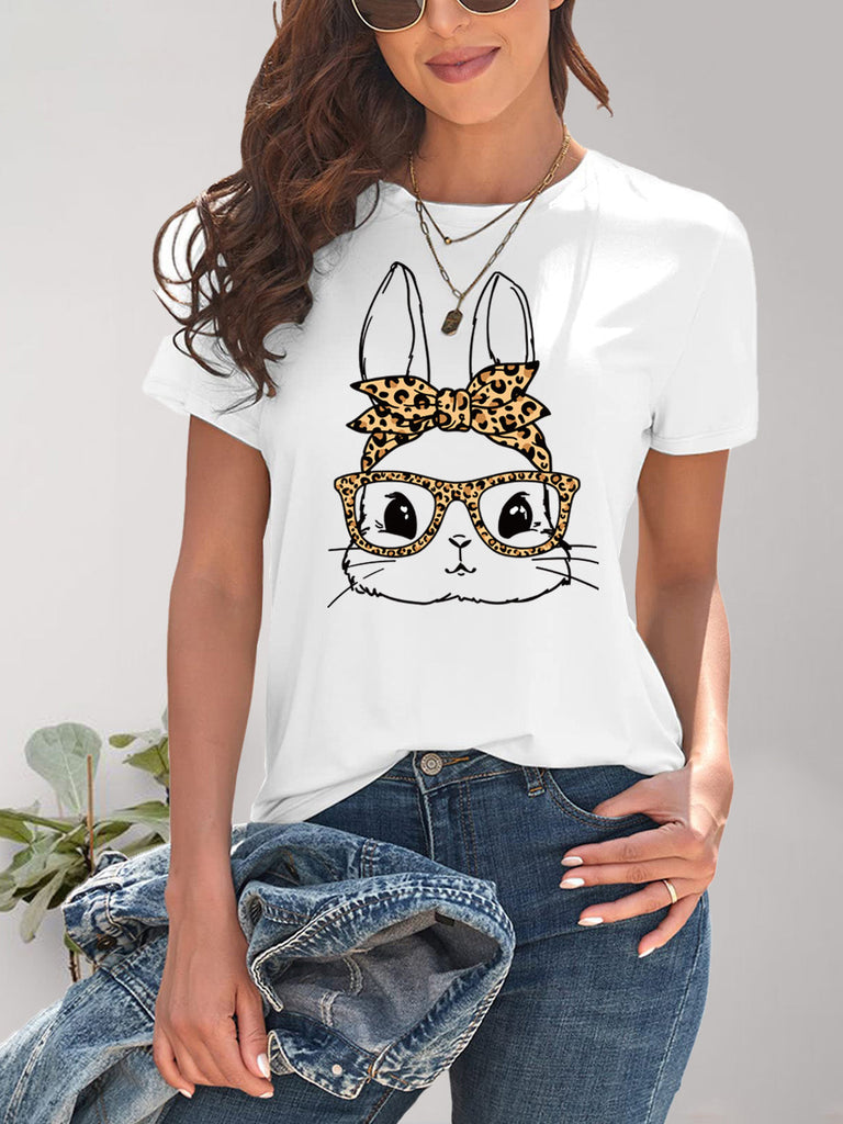 WW | Rabbit Grafik Rundhals Kurzarm T-Shirt