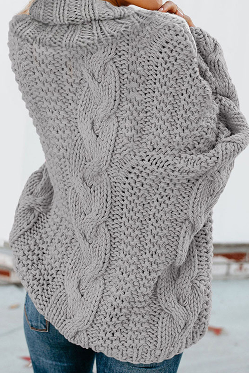 WW Gedrehter Strick Langarmpullover