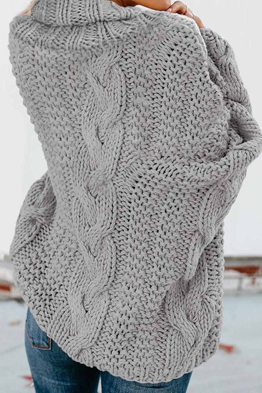 WW Gedrehter Strick Langarmpullover
