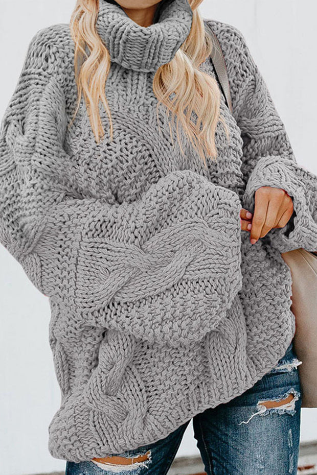 WW Gedrehter Strick Langarmpullover