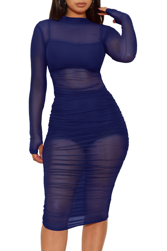 Damen Transparente Stretchkleid WW