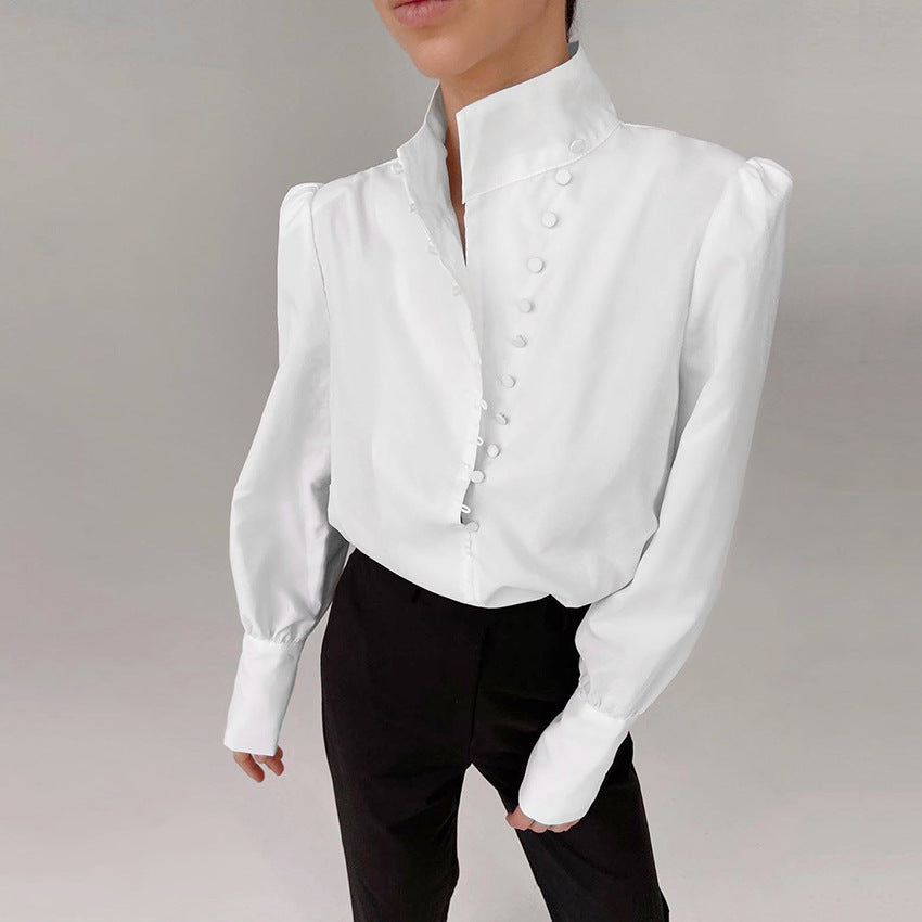 WW | Viktorianisch inspirierte Bluse mit hohem Kragen